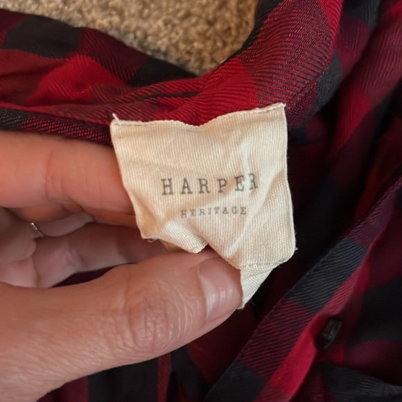 Plaid button down top - worn once - Picture 2 of 4